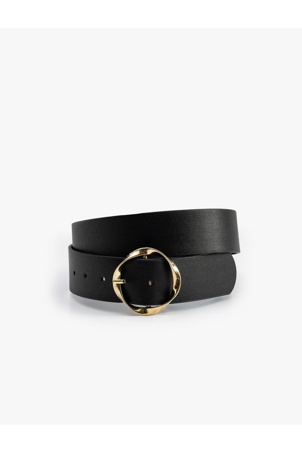 Women'S Black Faux Letaher Belt