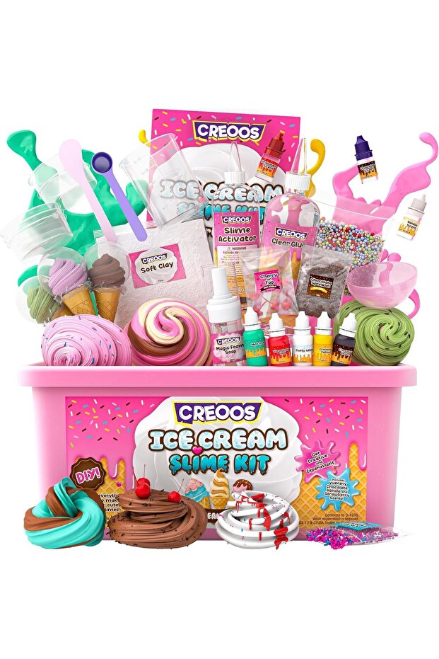 Ice Cream Slime Kit for Kids - 31 Accessories Make Your Own Set - Toys for Girls Boys Birthda