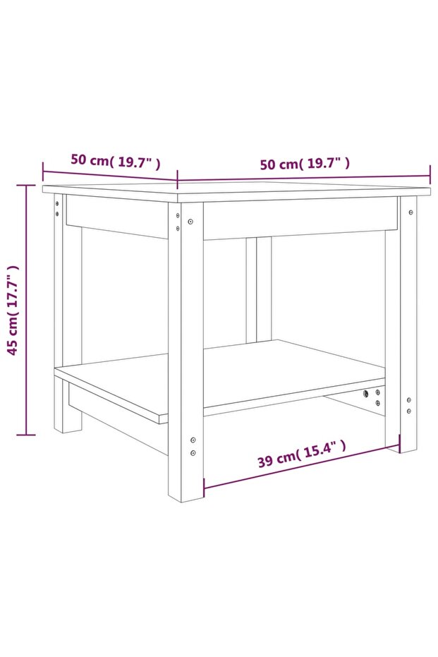 Coffee table, white, 50x50x45 cm, solid pine wood - 7