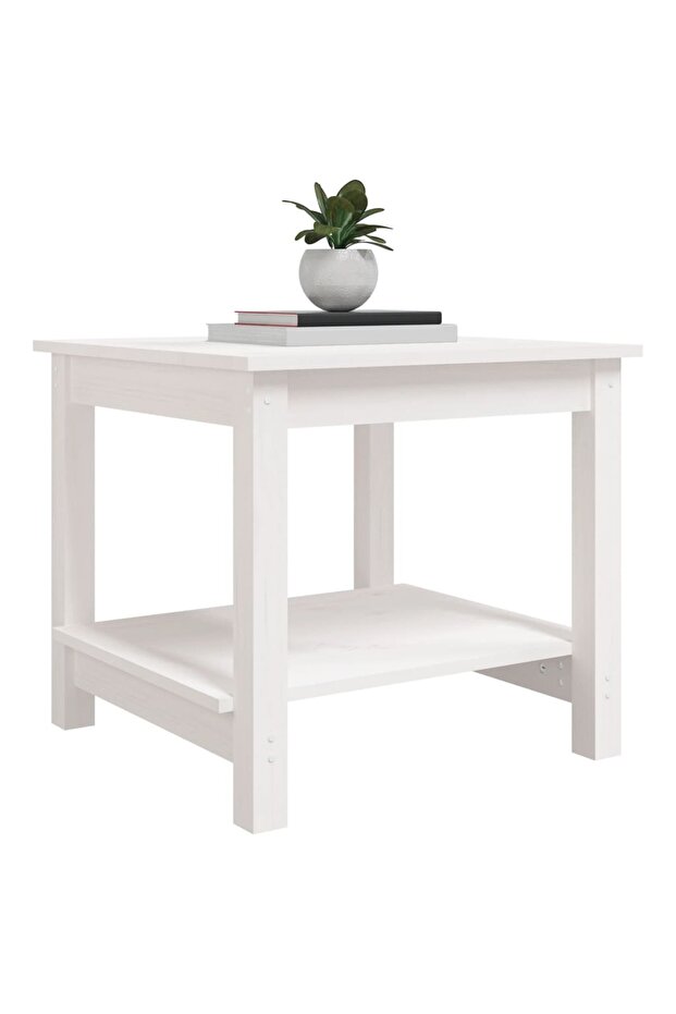 Coffee table, white, 50x50x45 cm, solid pine wood - 4