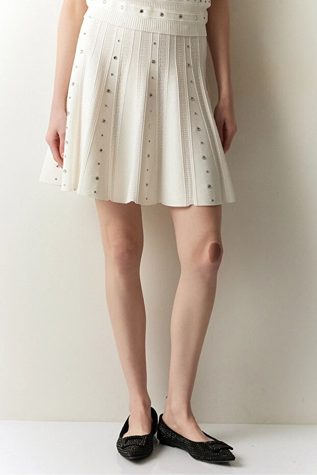 TAŞLI MİNİ ÖRGÜ ETEK - 3