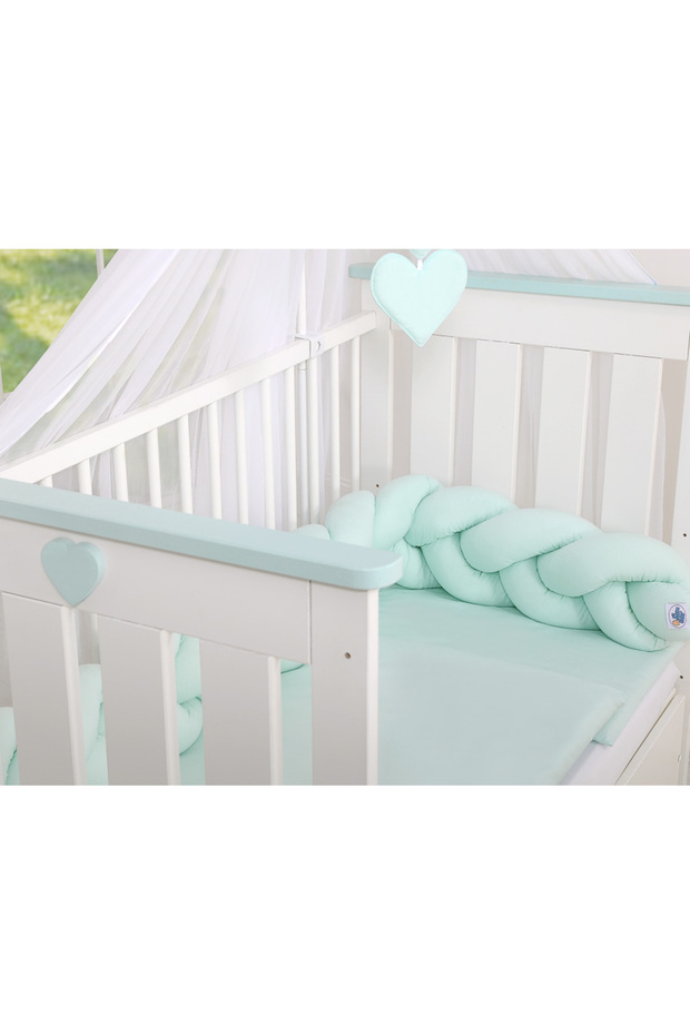 Braided cot bumper - mint - 4
