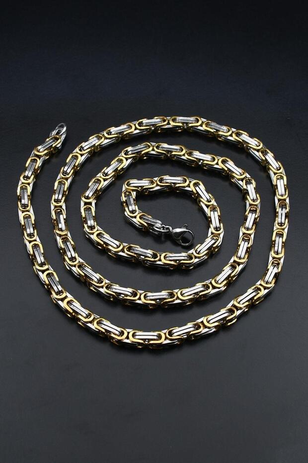 Stainless Steel King Model Necklace Chain Double Color 4mm 902596
