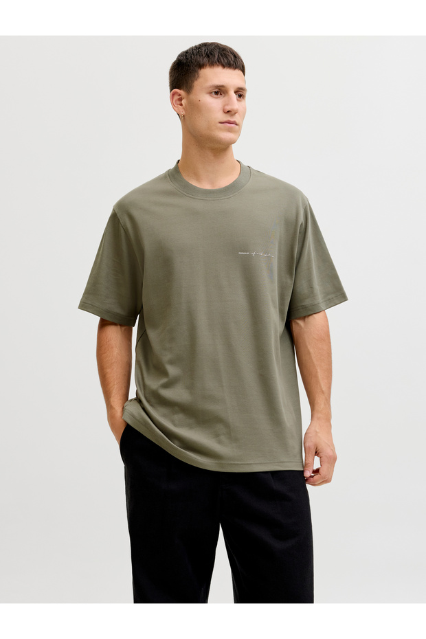 Jack Jones Jprblaowen Ss Branding Tee Sn Men's Khaki Tshirt 12292397-03