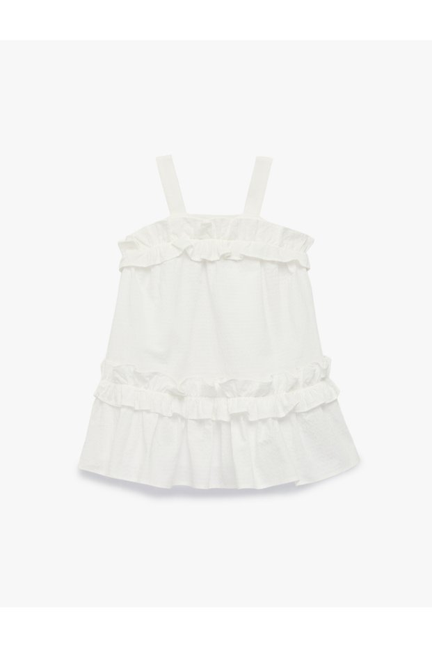 Baby Girl'S White Ruffle Detail Dress