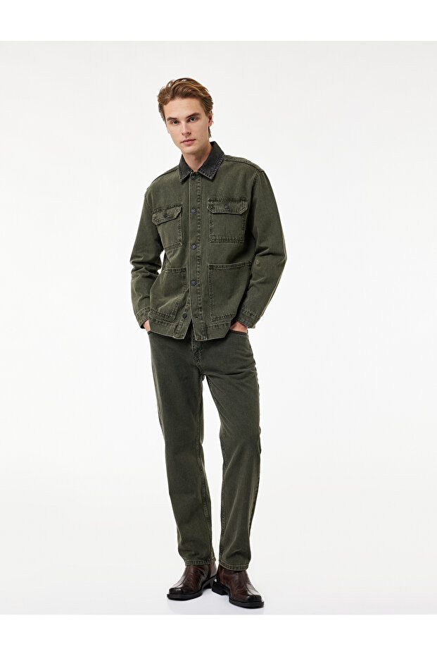 Men'S Khaki Denim Jacket