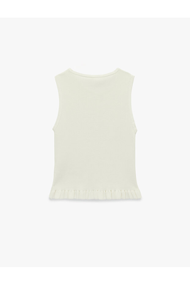 Women'S Ecru Ruffle Vest - 2