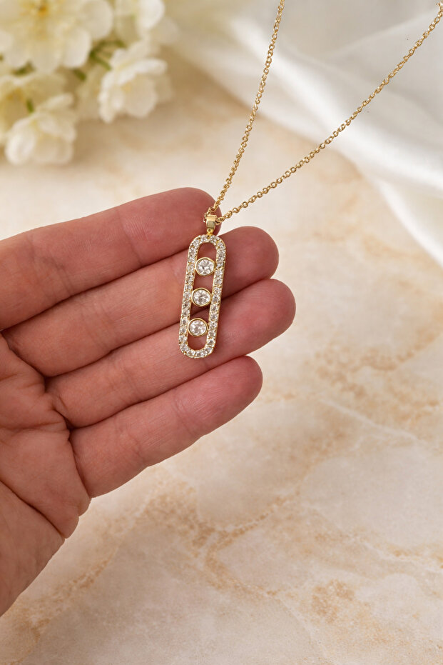 Messika Zircon Stone Gold Necklace 60 cm
