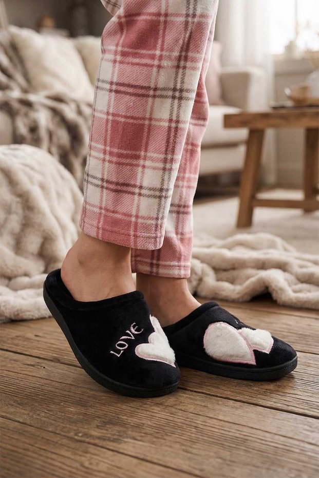 Koçbay Women's Winter Embroidered Design Towel Fabric Pu Sole Comfortable Home Garden Gondol Slippers