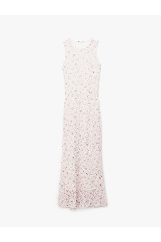 Women'S Pink Design Floral Lace Dress