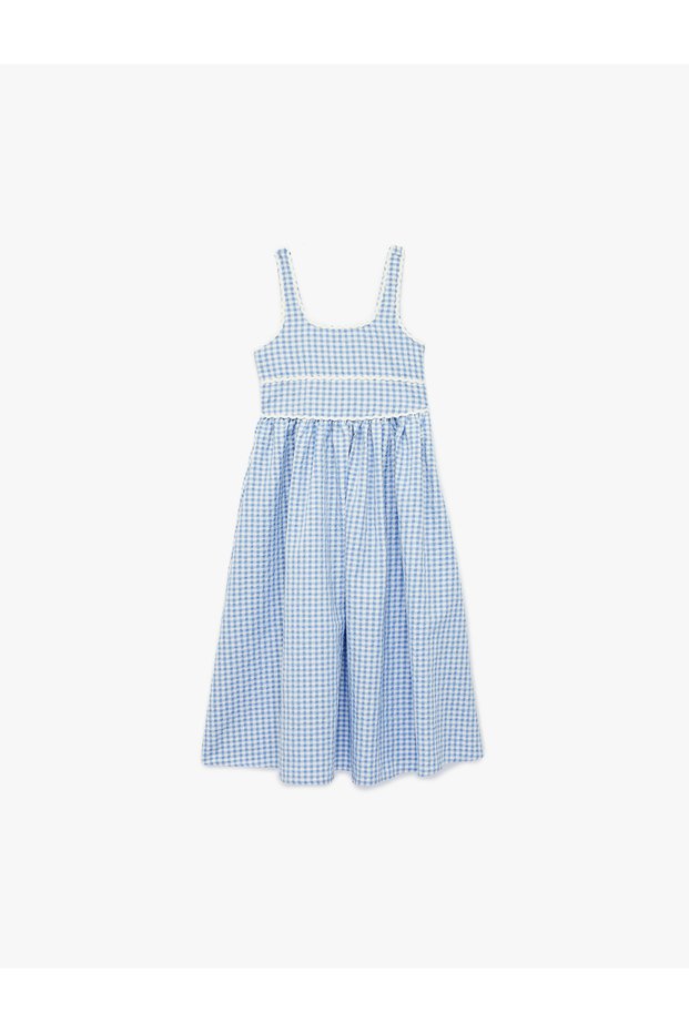 Girl'S Blue Check Gingham Dress
