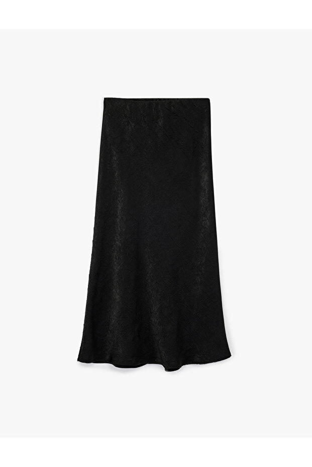 Women'S Black Textured Satin Skirt