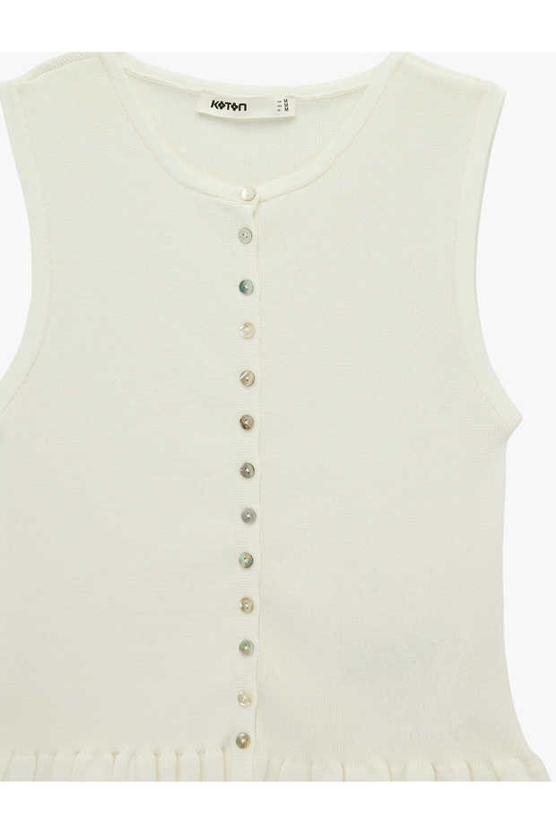 Women'S Ecru Ruffle Vest - 3