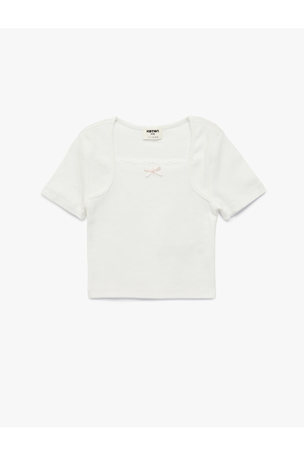 Girl'S Ecru Cotton T-Shirt