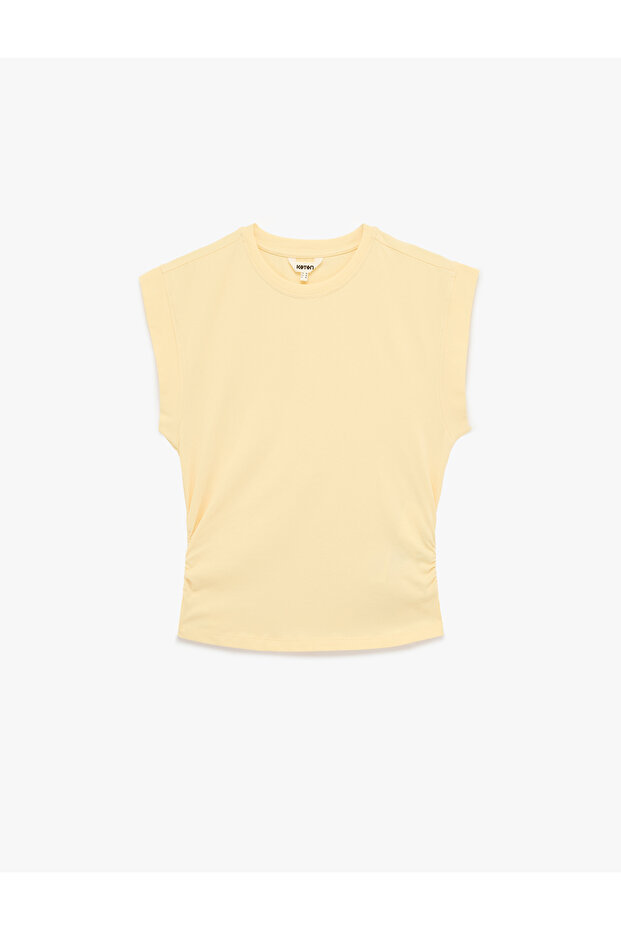 Women'S Yellow Slim Fit Ruched T-Shirt