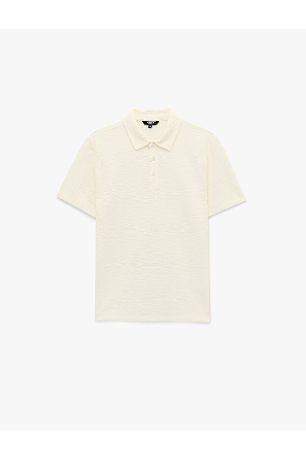 Men'S Ecru Polo Collar T-Shirt