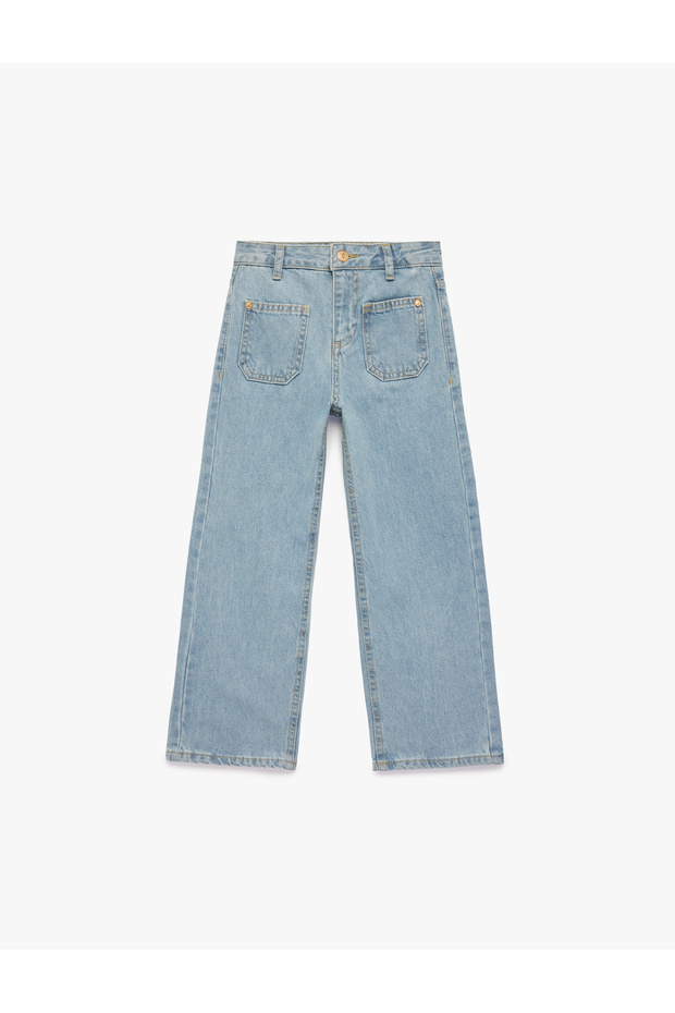 Girl'S Mid Indigo Wide Leg Jeans