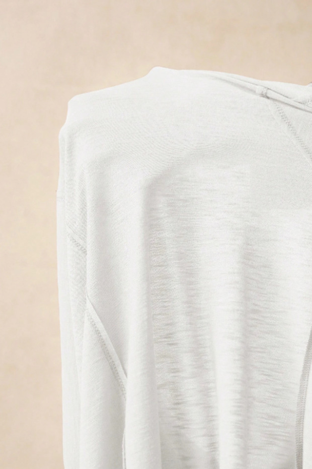 Kadın Beyaz Oversize-Salaş V Yaka Basic Tişört - 8