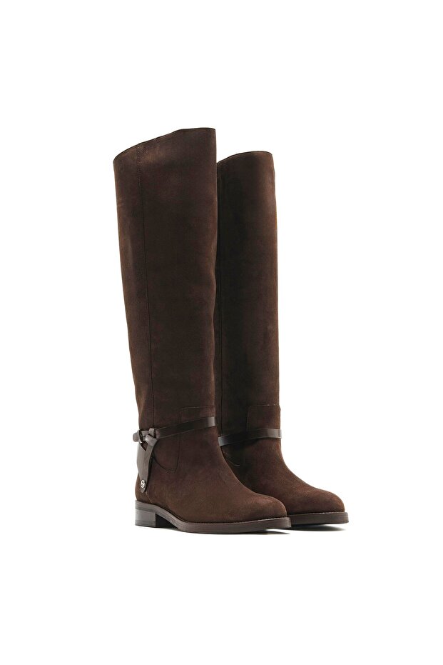 حذاء نسائي مسطح من RODE BROWN SUEDE - 3