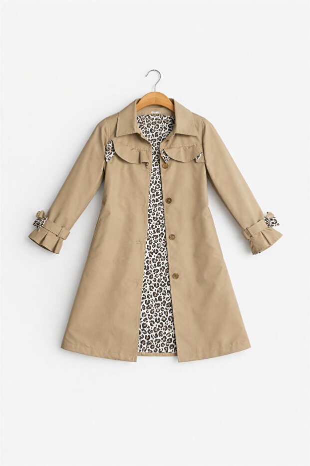 Soft Touch Leopard Lined Trench Coat - 1