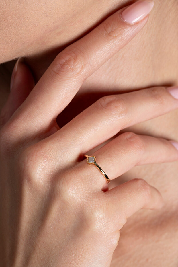 Yonca Model Adjustable Minimal Gold Ring - 2