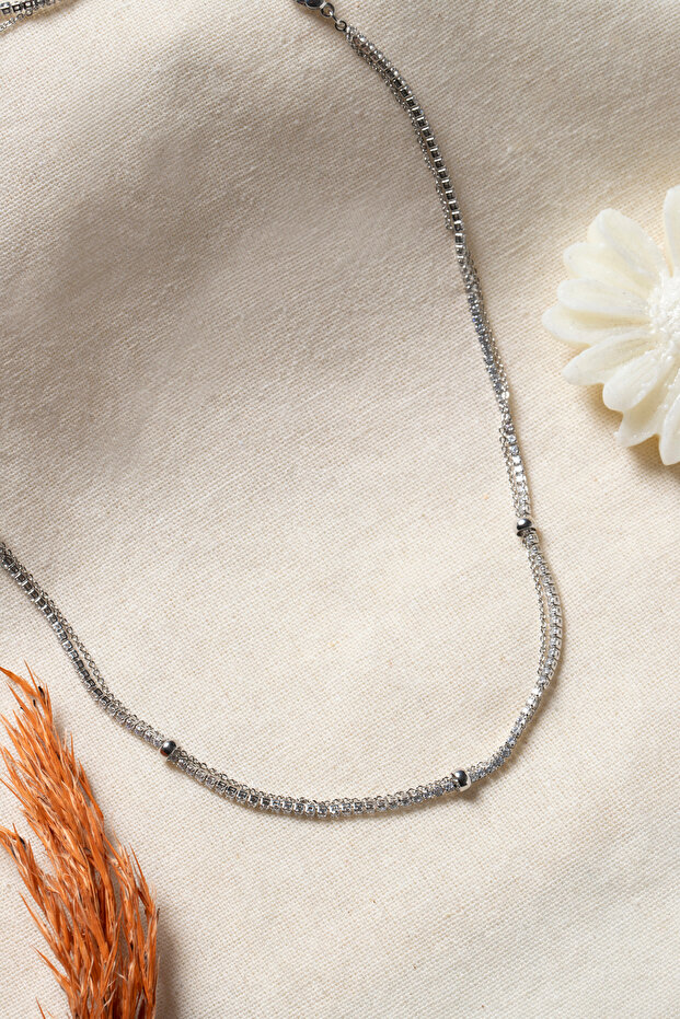 Double Chain Necklace, Waterway and Ball Chain Necklace