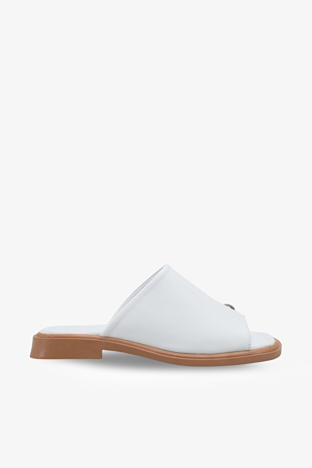 Megie Women's Casual Slippers with Genuine Leather Accessories - White