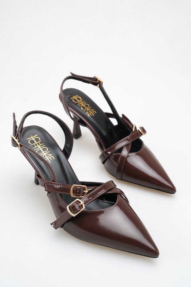 Salerno Women's Patent Leather Heeled Ballerina Shoes – 5 cm Heel, Casual and Office Chic 1117