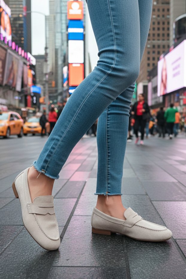 Women's Beige Daily Imported Suede Loafer Casual Orthopedic Lightweight Flexible Comfortable Moccasin Stylish Women's Shoes