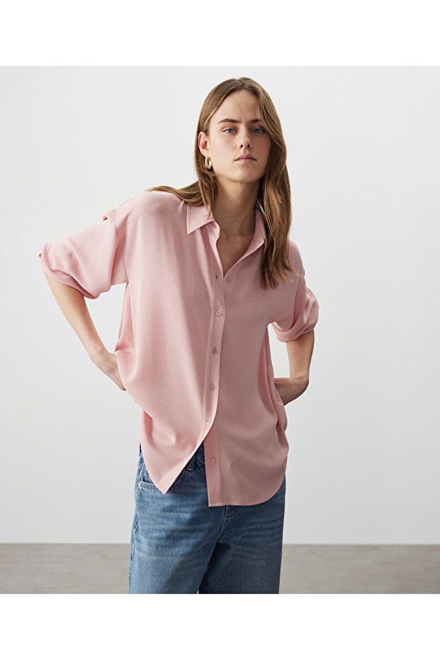 Düşük omuz basic gömlek - 5