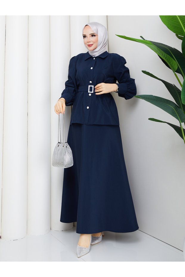 Balloon Sleeve Shirt & Skirt Islamic Clothing Set Rc9021