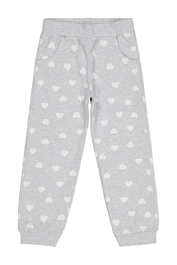 Heart Printed Sweatpants for 6-9 Years Old - Gray 7-8 Years Old