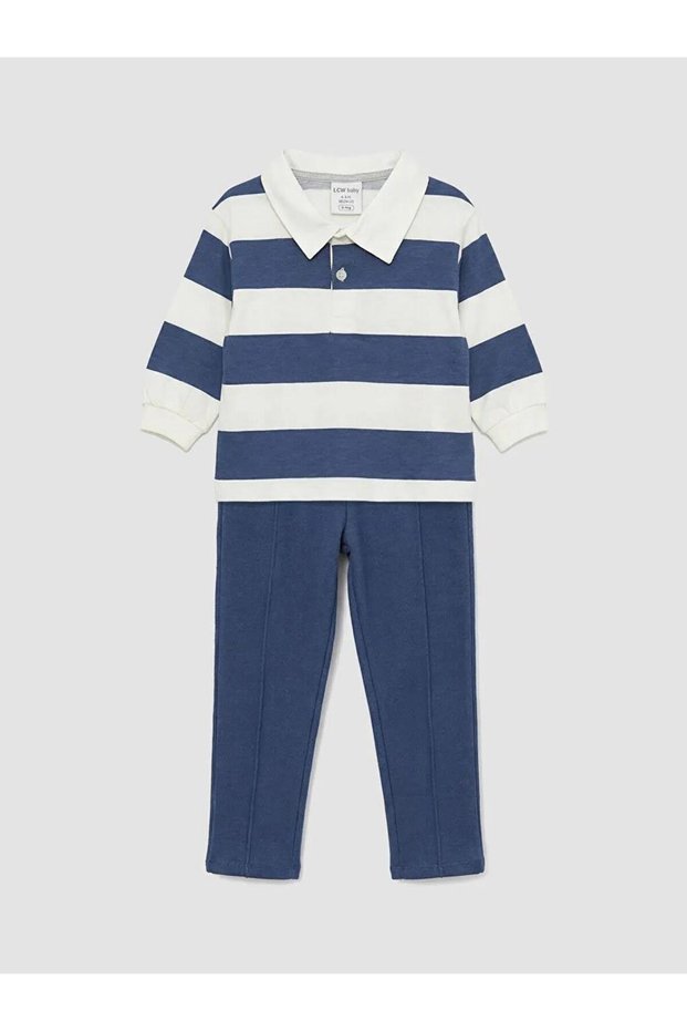Ecru Baby Boy Polo Collar T-Shirt and Pants (S6)