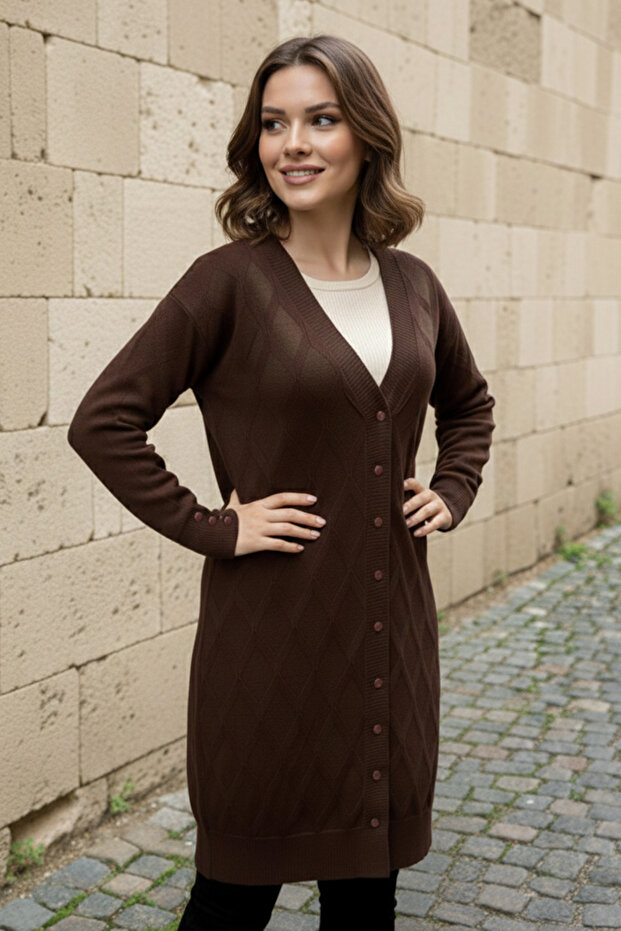 كارديجان منقوش N3290 بني - 4