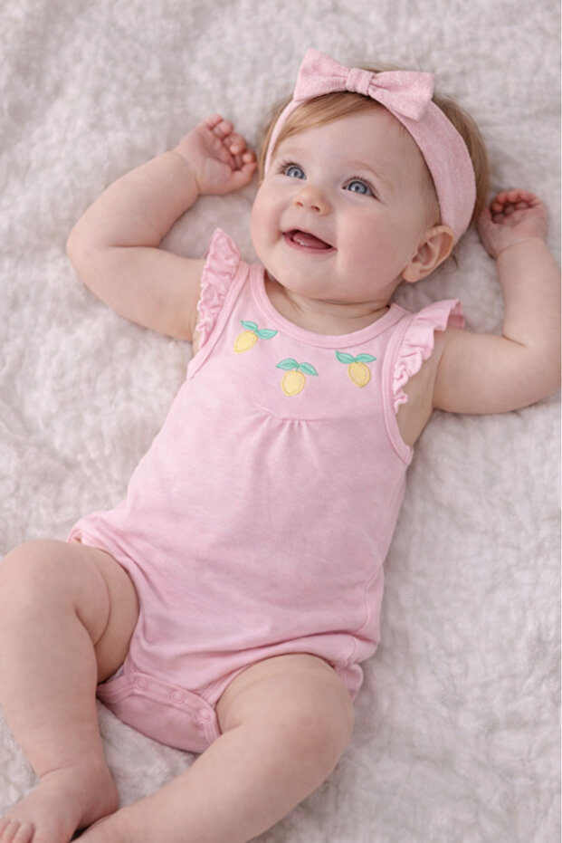Baby Girls’ Bodysuit Multipack (3 Pack) – Frill Sleeve & Fruit Print Bodysuits