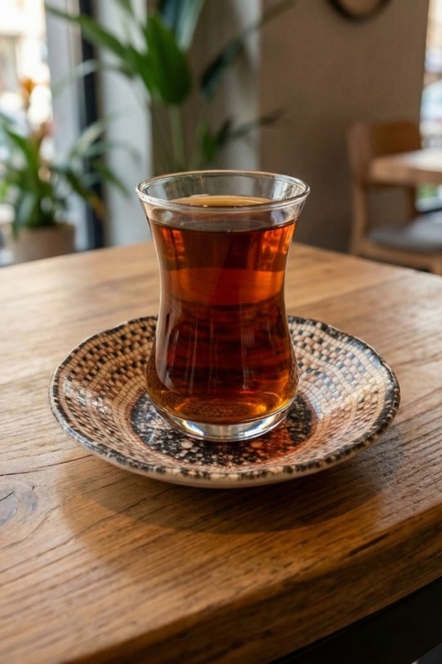 Porcelain Mesopotamia Mosaic Black Acem Tea Plate 11 cm H: 7 cm - Pack of 6