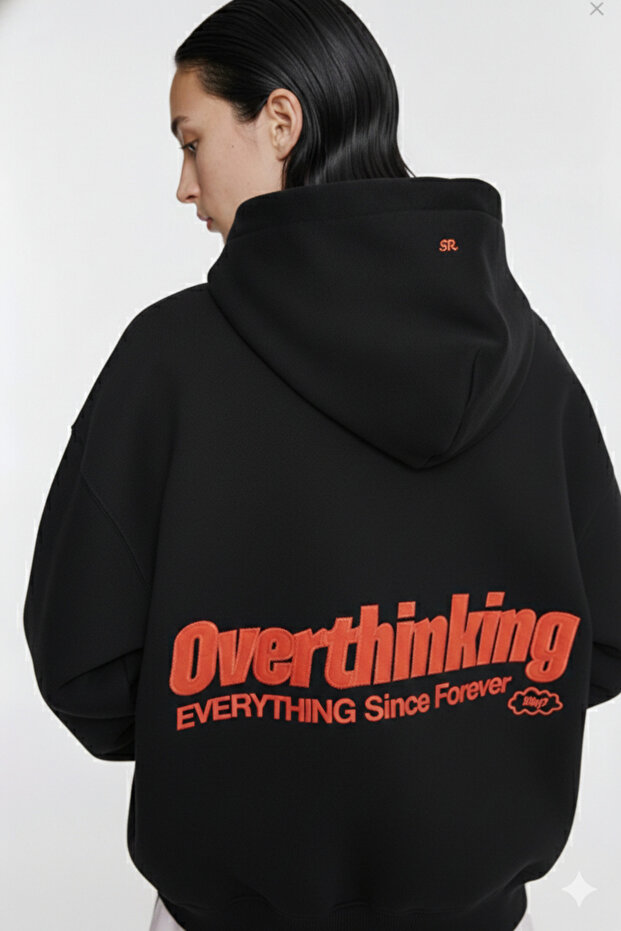 Oversize kapüşonlu grafik baskılı sweatshirt - 1