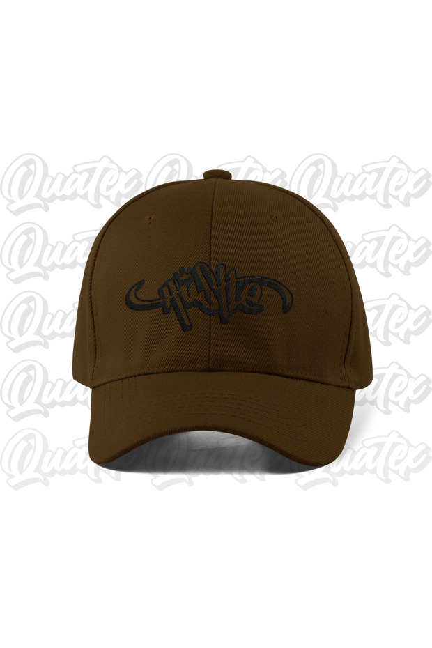 Hustle Embroidered Hat - Brown Color 100% Cotton Gabardine Unisex Model Hat