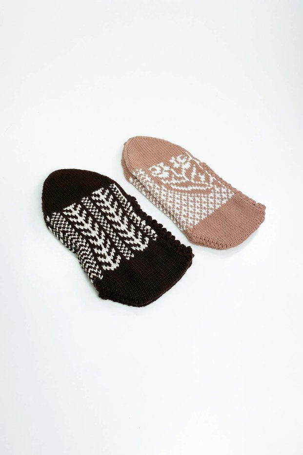Herşeydi̇rnd 2 Pairs of Hand-Knitted Winter Stylish Women's Wool Booties Set 10