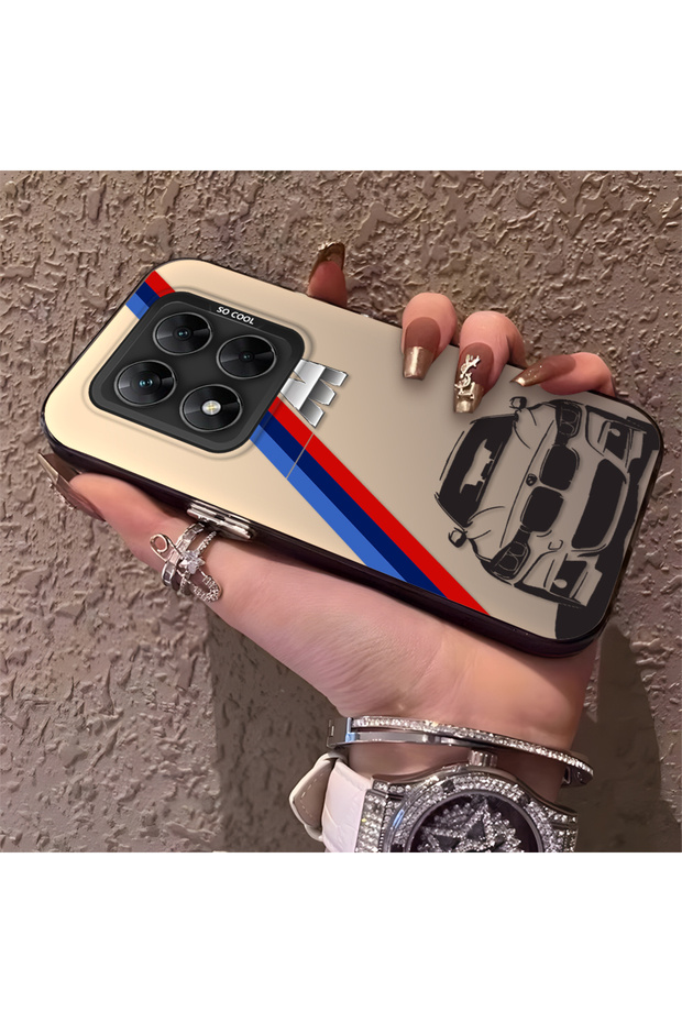 Poco X7 5g Compatible Silicone Bmw Patterned Edge Hard Back Anti-Fall Phone Case