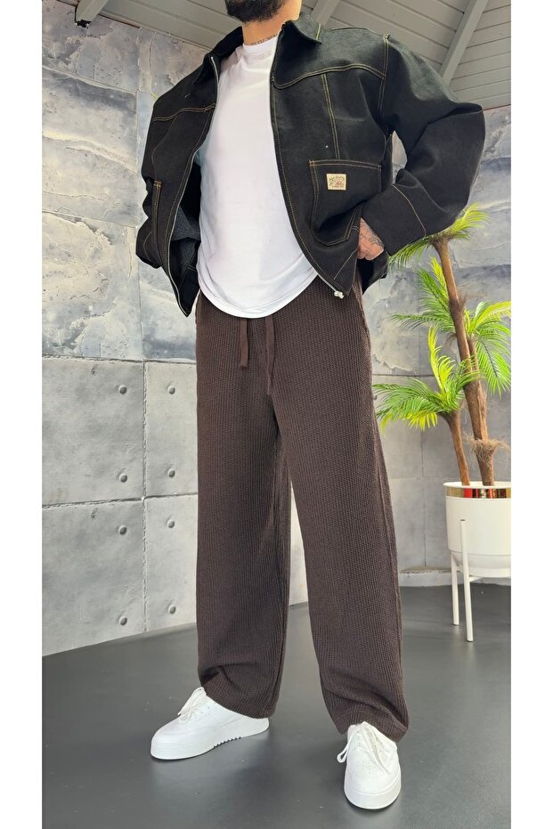 İthal Örme Kumaş Baggy Pantolon - 1