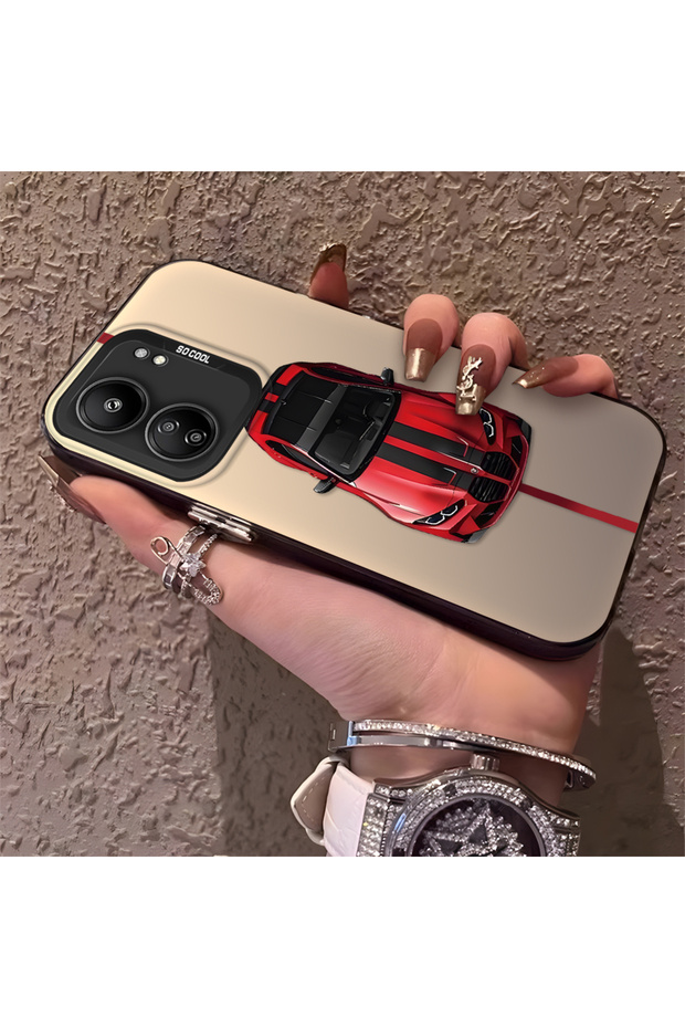 Poco C65 Compatible Silicone Edge Hard Back Anti-Fall Phone Case Bmw Patterned
