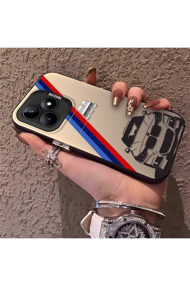 Realme C53 Compatible Silicone Bmw Patterned Edge Hard Back Anti-Fall Phone Case