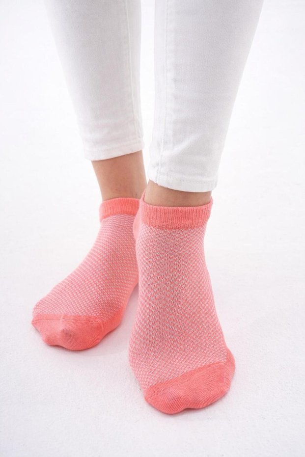 3 Pairs of Summer Cotton Anti-Sweat Women's Socks, Breathable Soft Mesh Textured (Somon)