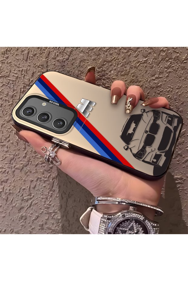 Samsung Galaxy S24 Compatible Silicone Bmw Patterned Edge Hard Back Anti-Fall Phone Case