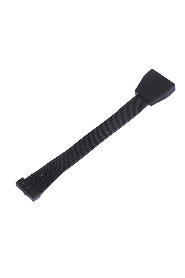 كابل محول رأس تمديد داخلي صغير الحجم USB 3.0 ذو 19/20 سنًا، أسود اللون، سلك مسطح، من نوع Onesize