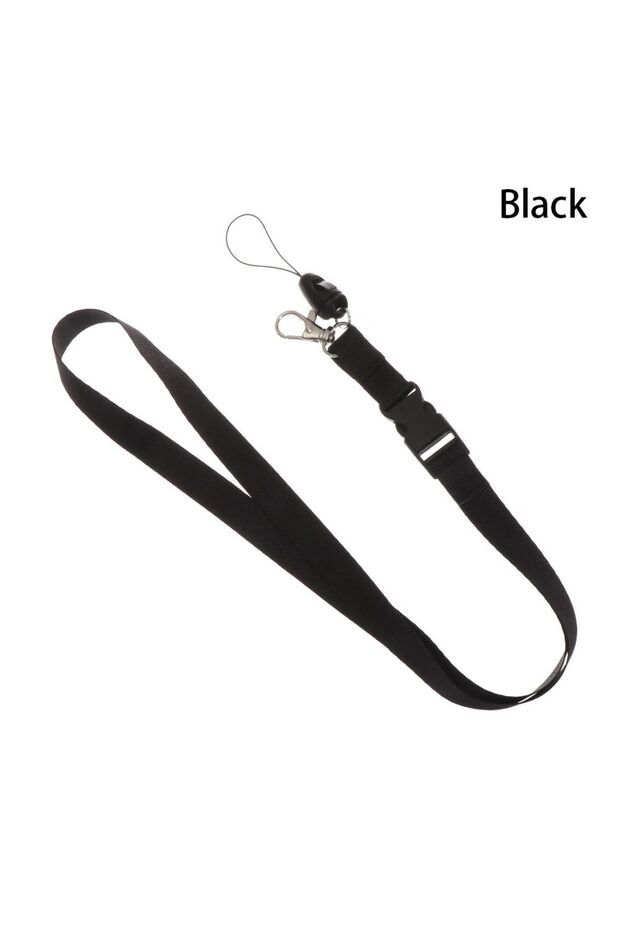 Black 1pc Safety Hanging Neck Strap Lanyard For Mobile Phone ID Name Badge Holder Man Woman Anti-Los