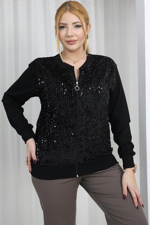 Plus Size Sequin Embroidered Jacket - 5