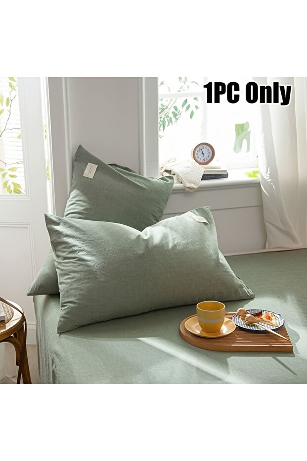 480*740mm green 1pc Luxurious 100% cotton Brushed Twill Weave Pillowcase, Hand Wash Only, Envelope C