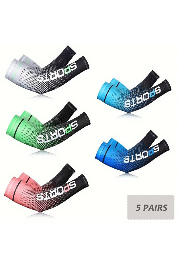 One Size 5 Pairs UV Resistant Arm Cooling Arm Sleeve for Sports - Keep Cool and Protect While Runnin